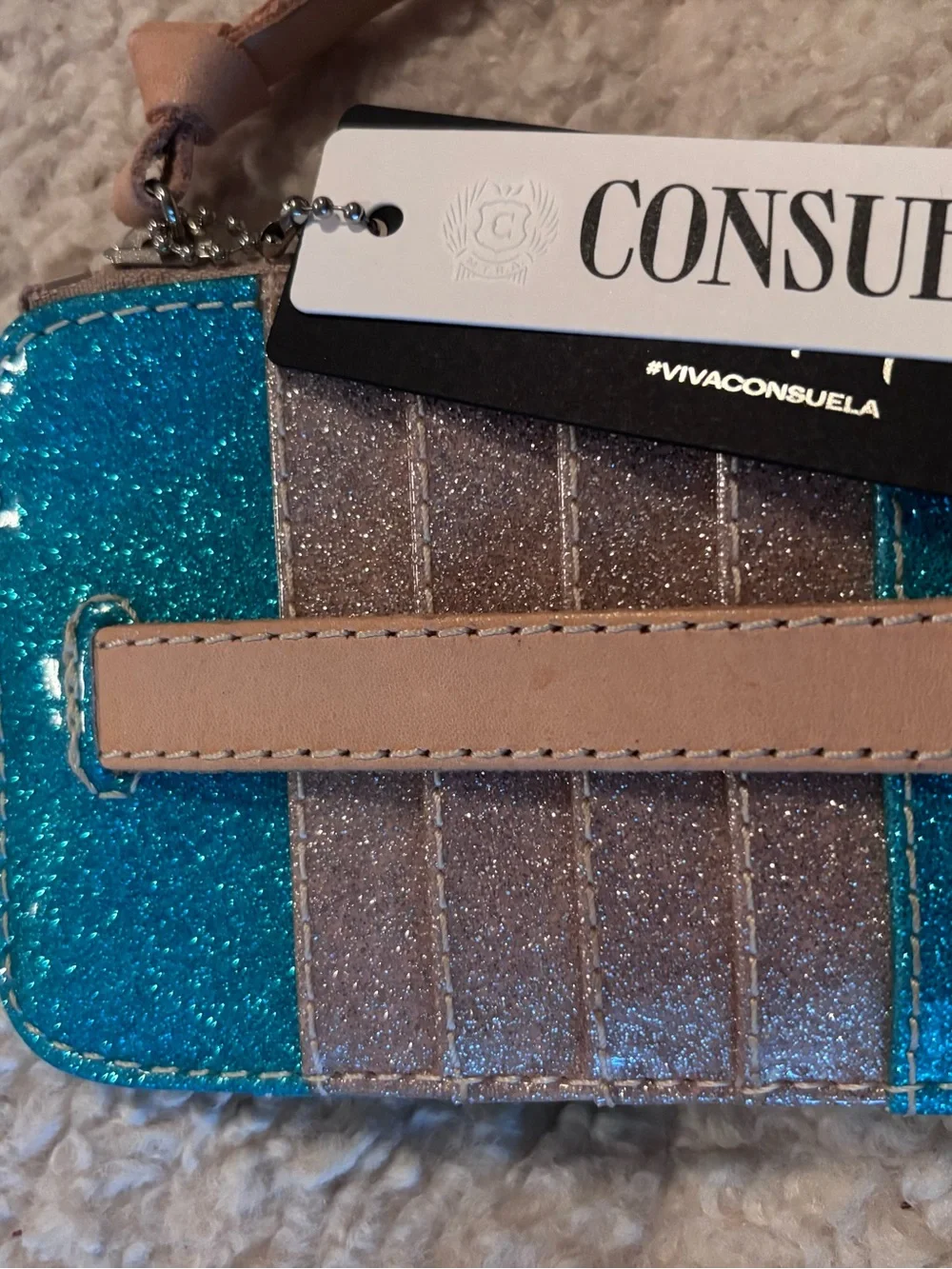 ✨🩵💚Consuela Turquoise& Lime Glitter Zip Wallet💚🩵✨
